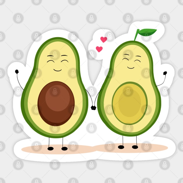 Avocado lovers, cartoon avocado family, couple avocado Sticker by PrimeStore